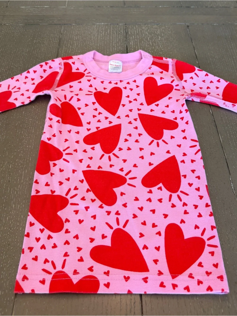 Hanna Andersson Girls 2-Piece Pink Heart Valentine’s Day Pajama Set • Size 5